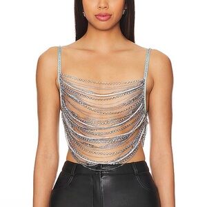 H:ours Milana Rhinestone Top in Multi Mint